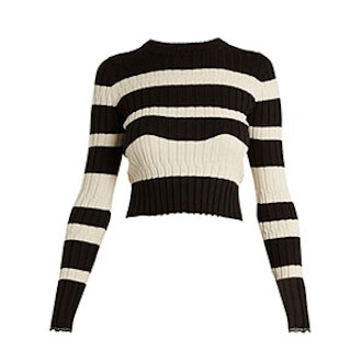 Striped Cropped Wool-Blend Sweater