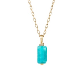 Barrels Pendant Necklace With Diamonds And Amazonite In 18K Gold
