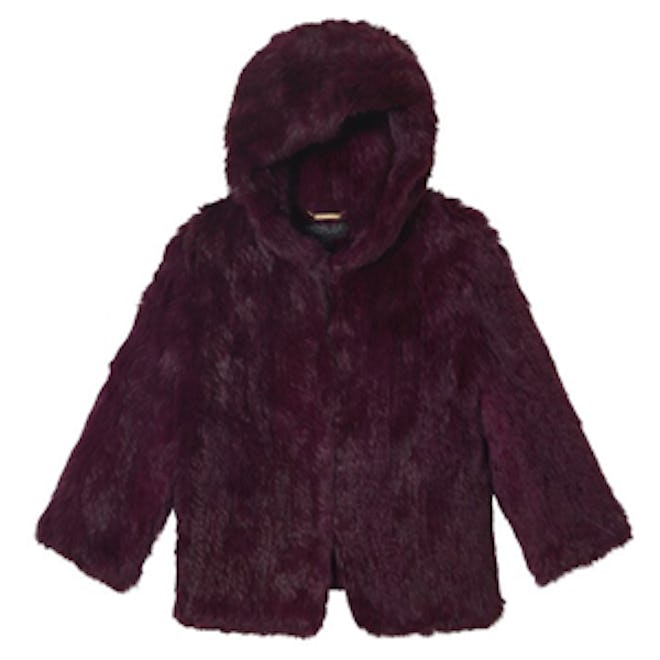 Rose Hooded Fur Jacket