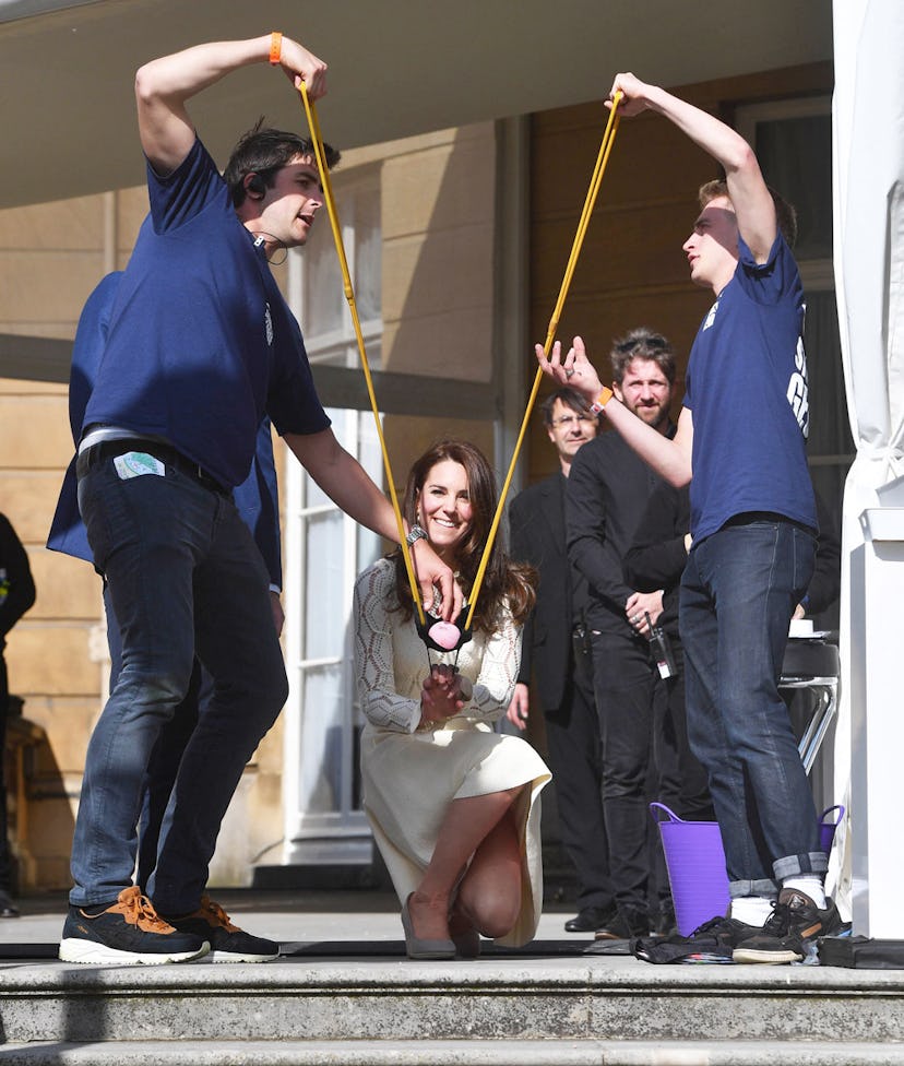 Kate Middleton launching water balloons at Buckingham Palace