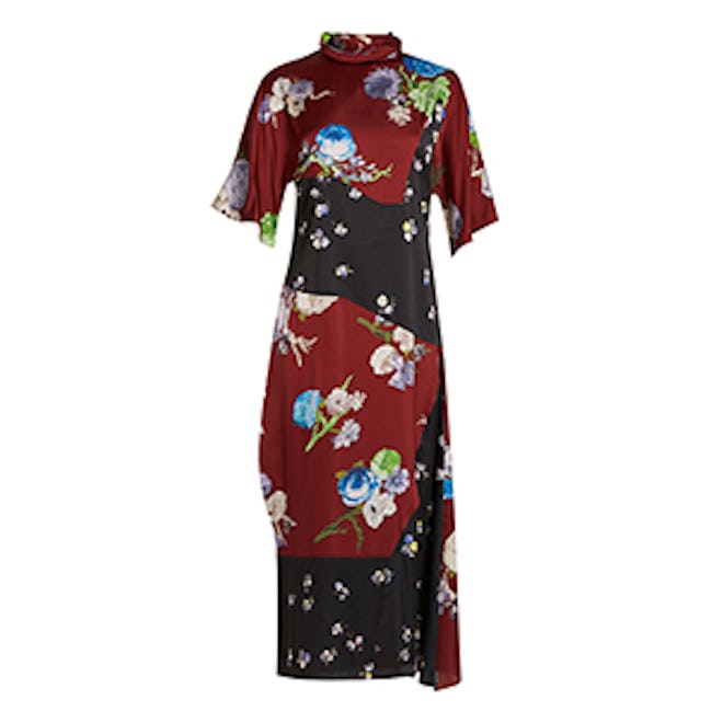 Dilona Floral-Print Satin Dress