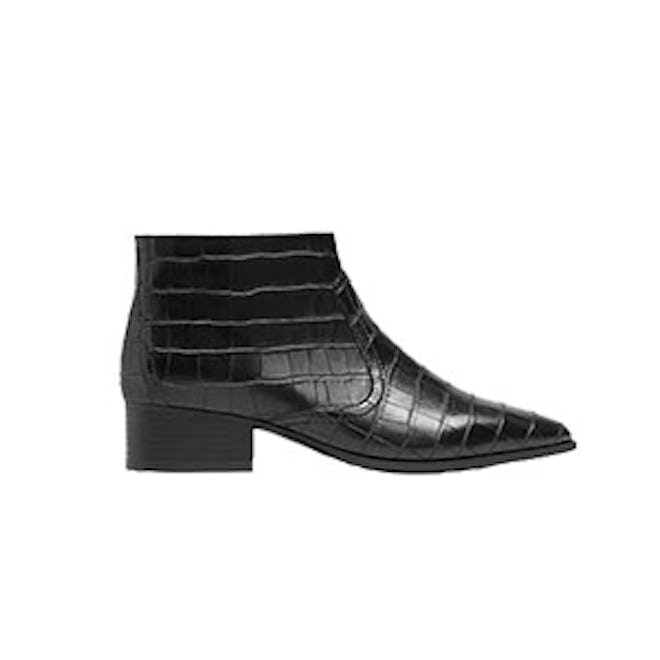 Croc-Effect Ankle Boots