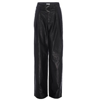 Wide Leg Leather Trouser