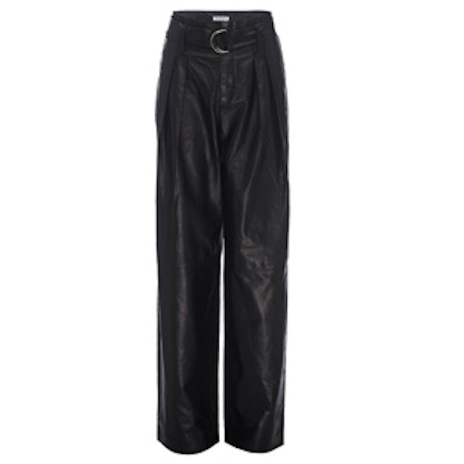 Wide Leg Leather Trouser