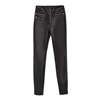 Leather Effect Zipped Trousers