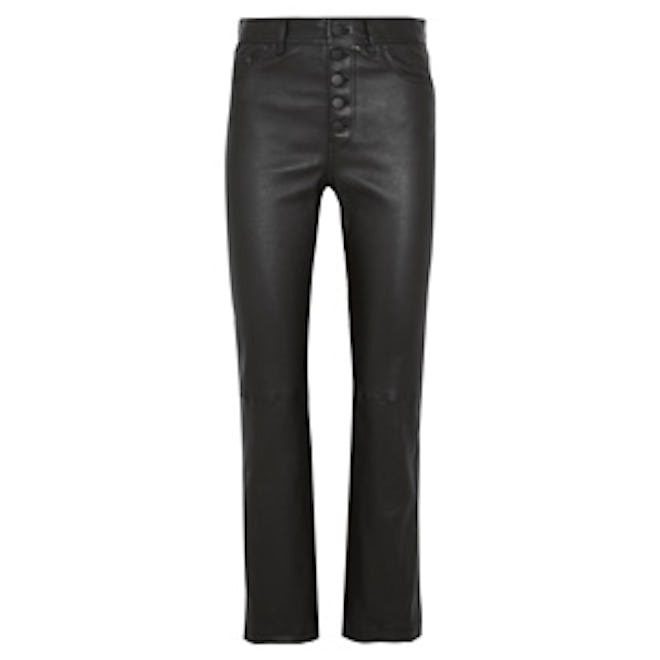 Den Cropped Stretch-Leather Straight-Leg Pants