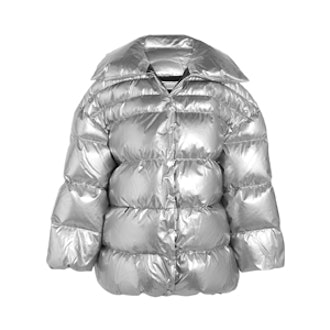 Oversized Cotton and PU-Blend Down Jacket