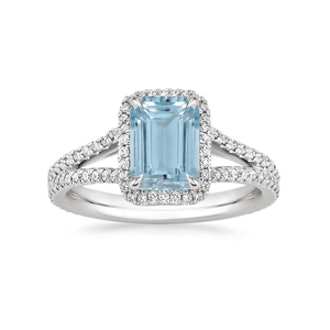 Platinum Aquamarine Fortuna Diamond Ring