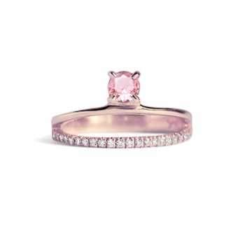 Floating Pink Sapphire Pavé Ring