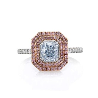Fancy Light Blue Radiant Cut Diamond Engagement Ring