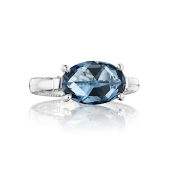 East-West Oval Ring Featuring London Blue Topaz