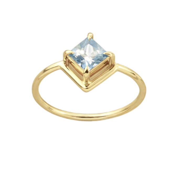 One Of A Kind Nestled Princess Cut Light Blue Sapphire Ring