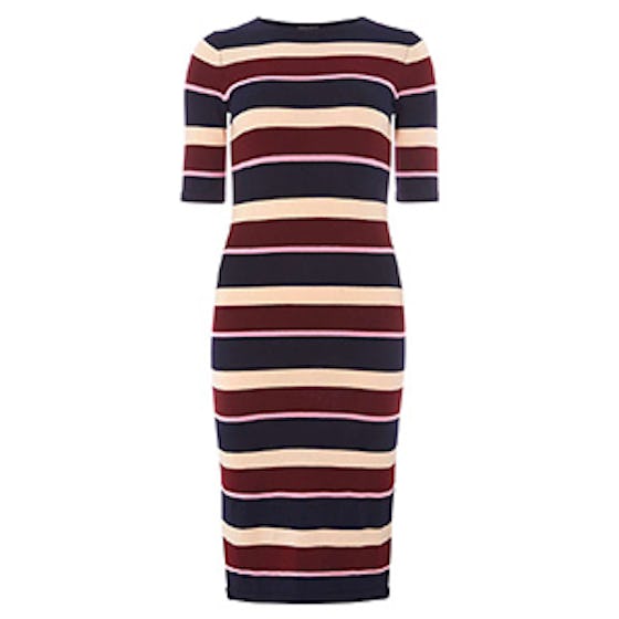 Multi Coloured Stripe Knitted Midi Dress