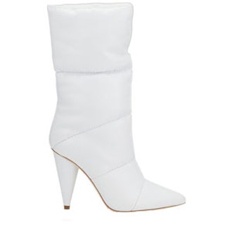 Sara Optic White Padded Nappa Leather Mid High Boots