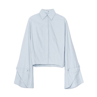 Cotton Bell-Sleeve Button Down Blouse