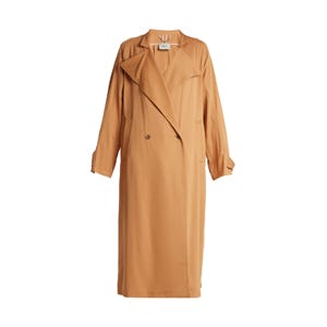 rachel double breasted long trench coat with detachable hood