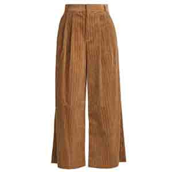 Wide-Leg Cropped Cotton-Corduroy Trousers