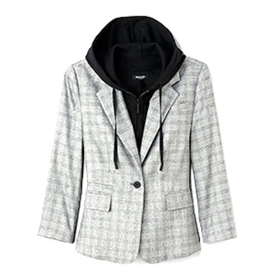 Menswear Removable Hood Plaid Blazer