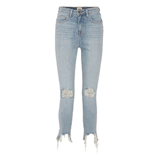 High Line Cropped Distressed High-Rise Skinny Jeans
