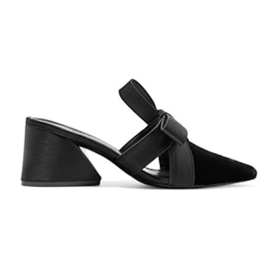 Blanche Cutout Satin-Trimmed Velvet Mules