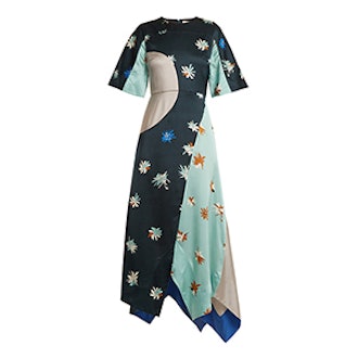 Amaya Floral-Print Hammered-Satin Dress