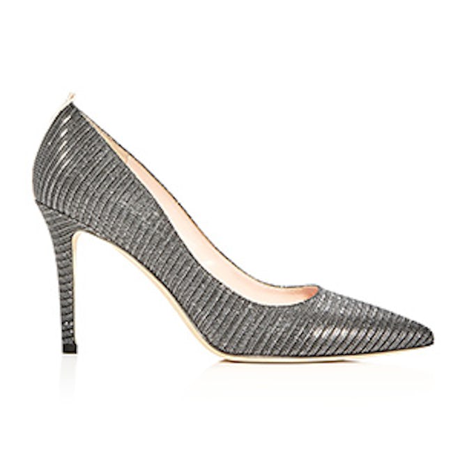 Fawn Metallic Stripe Pointed Toe Pumps