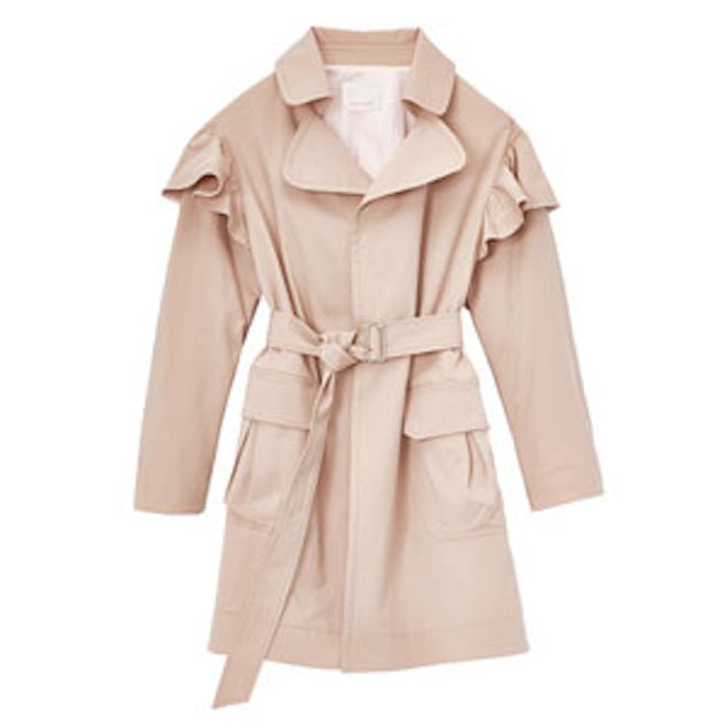 Cotton Faille Ruffle Trench