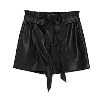 Faux Leather Paper Bag Bermuda Shorts