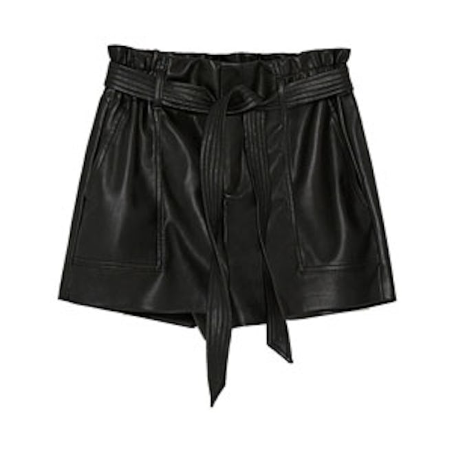 Faux Leather Paper Bag Bermuda Shorts