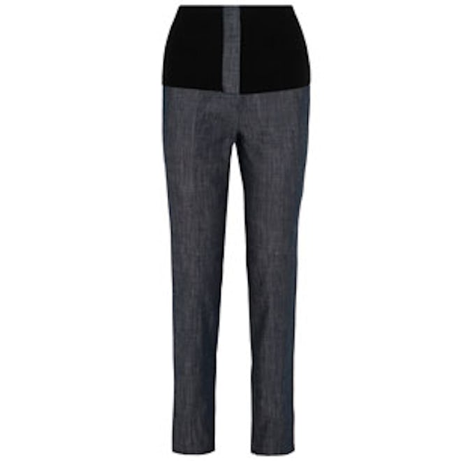 Camille Ribbed Jersey-Trimmed High-Rise Straight-Leg Jean