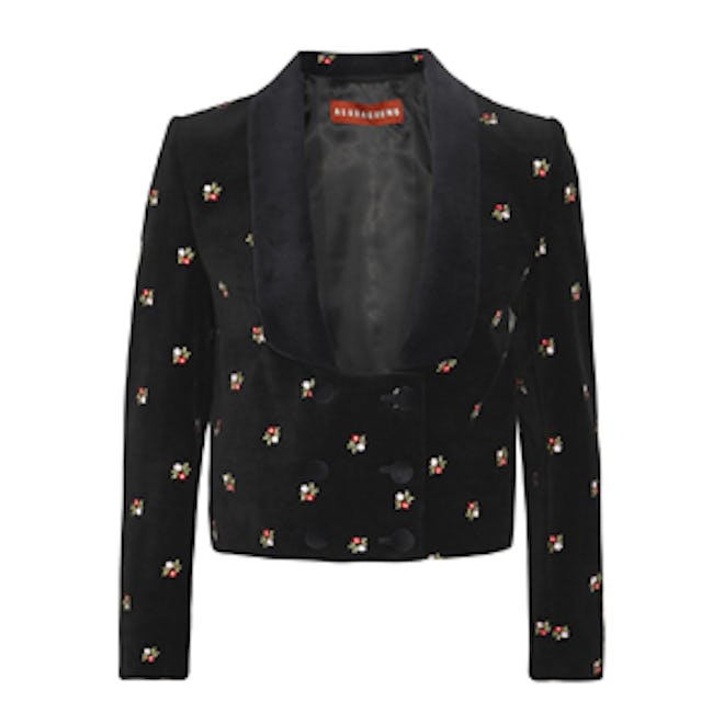 Embroidered Cotton-Velvet Tuxedo Jacket