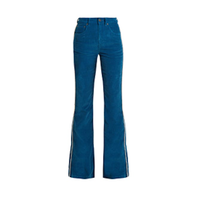 High-Rise Cotton-Blend Corduroy Flared Trousers
