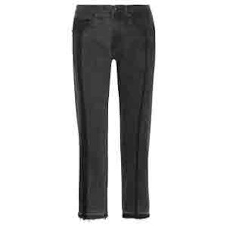2 Tone Cropped High-Rise Straight-Leg Jeans