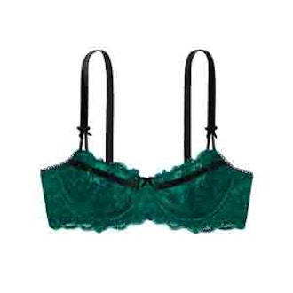 Wicked Unlined Uplift Bra in Festive Green With Velvet Trim