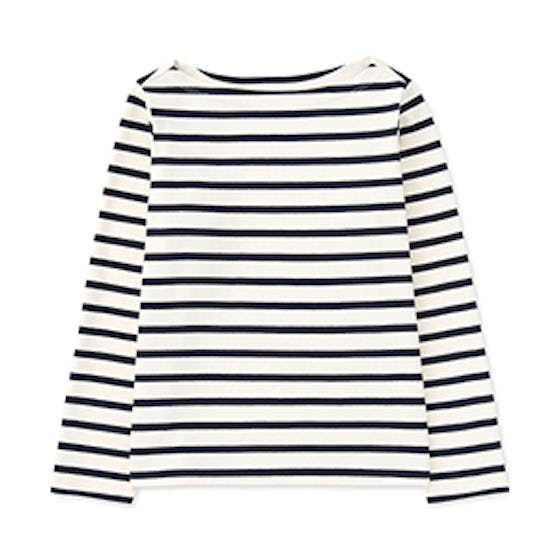 Striped Boat Neck Long-Sleeve T-Shirt
