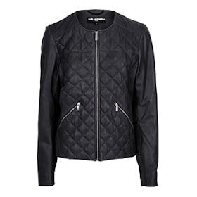 Quilt Washed Leather Jacket
