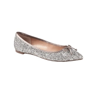 Pointed-Toe Robin Glitter Ballet Flat