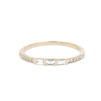 14kt Rose Gold Diamond Pave And Diamond Baguette Band