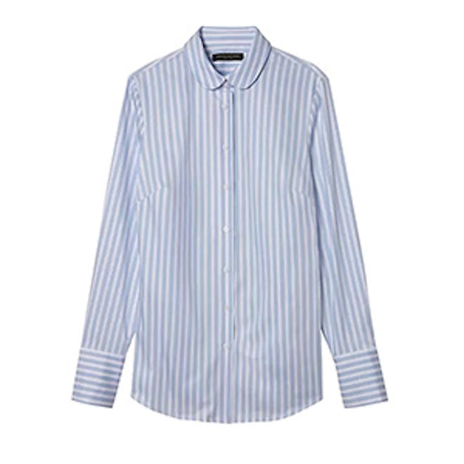 Riley-Fit Metallic Stripe Rounded-Collar Shirt