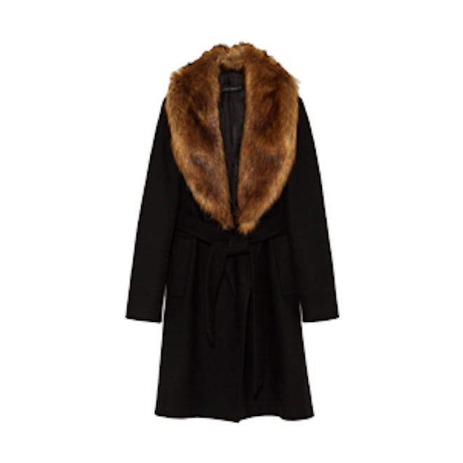 Coat With Faux Fur Collar