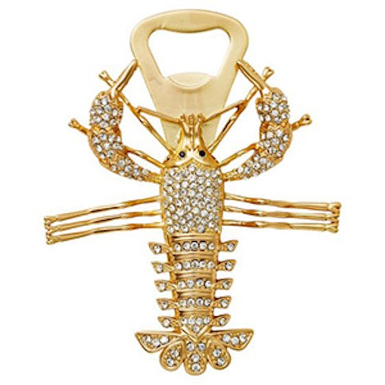 Lobster Bottle Opener in Gold/Crystal