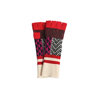 Wool Cashmere Blend Fingerless Patchwork Gloves
