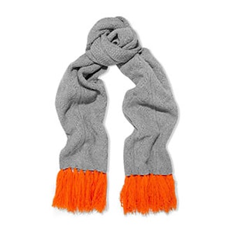 Aran Heart Fringed Cable-Knit Merino Wool And Cashmere-Blend Scarf