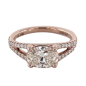 1.51 Carat Oval Cut Pavé Engagement Ring in 14K Rose Gold