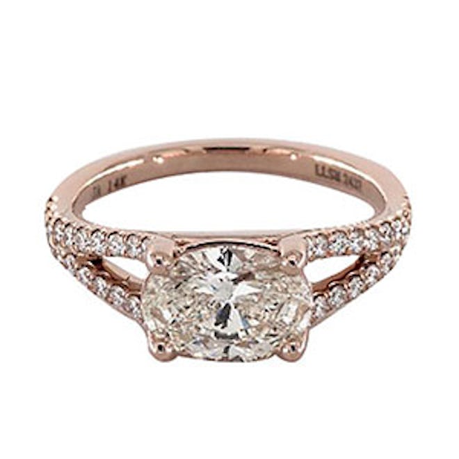 1.51 Carat Oval Cut Pavé Engagement Ring in 14K Rose Gold