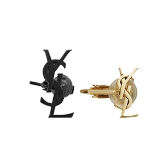 Monogram Set of Deconstructed Ear Cuffs in Gunmetal and Gold Brass