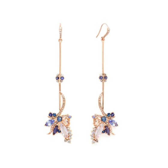 Butterfly Drop Earrings 18k Rose in Gold &#038; Tanzanite