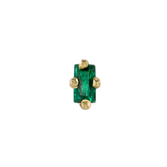 Mini Emerald Baguette Stud