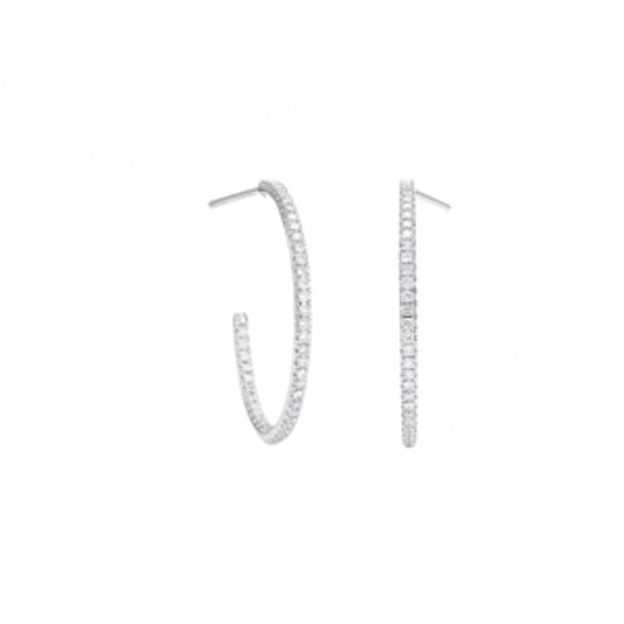 Micropavé White Gold Medium Hoop Earrings