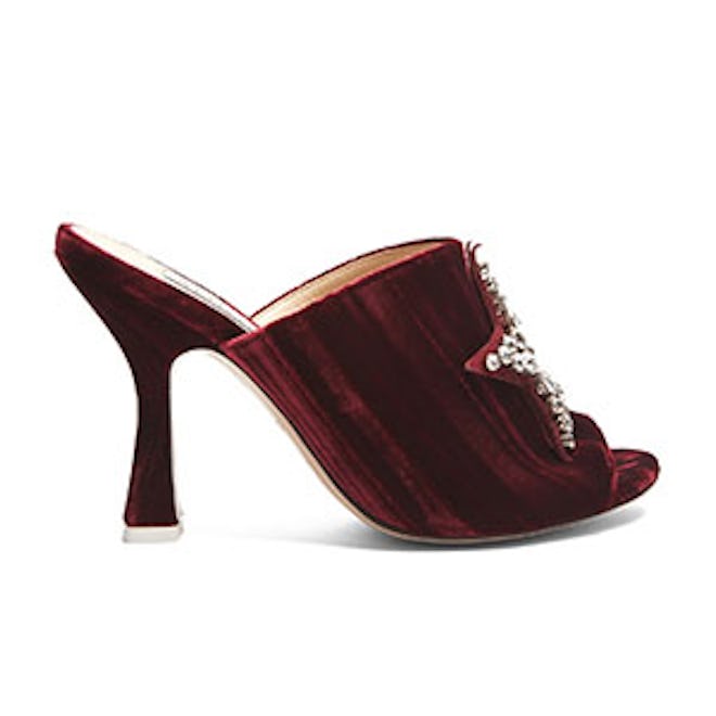 Debbie Crystal-Embellished Velvet Mules